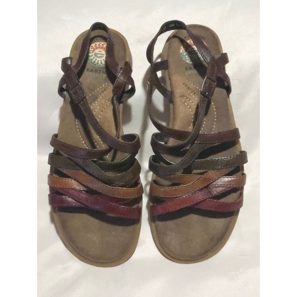 Earth Spirit Ginseng Brown Multi Leather Strappy Sandals Womens 7.5 NWOT